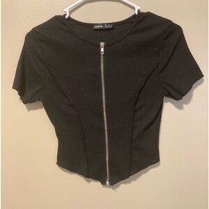 Zip up crop tee